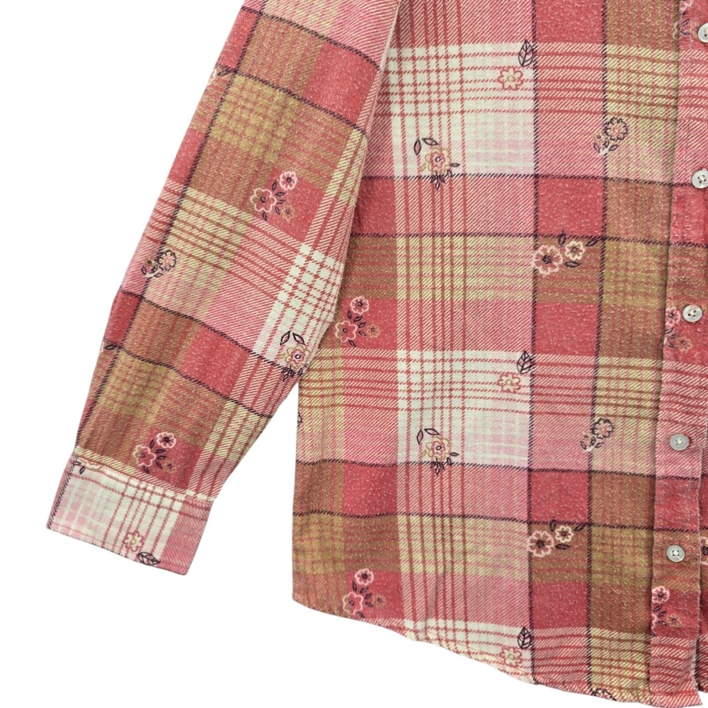 American Sweetheart Pink Plaid Flannel Western Urban 90s Skater Grunge‎ Shirt L - Picture 6 of 10